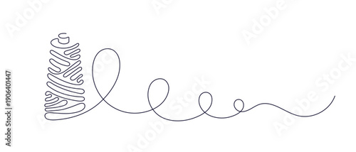 Spools of thread. Continuous art line graphic symbol. Simple sign