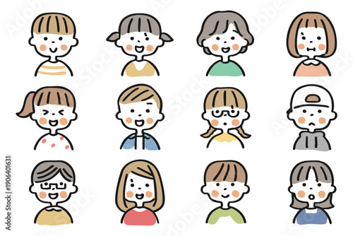 こどもの上半身のアイコンセット①