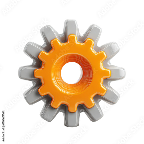 A close up of a gear with a yellow and gray color scheme