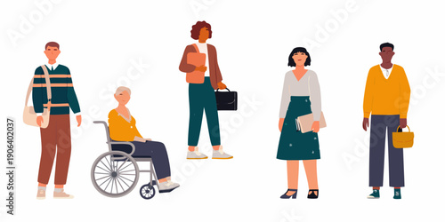 Diverse group of people standing and interacting illustrating inclusivity