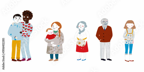 Diverse group of people including families and seniors standing together