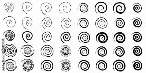 Arrangement of spiral shapes increasing in darkness and density