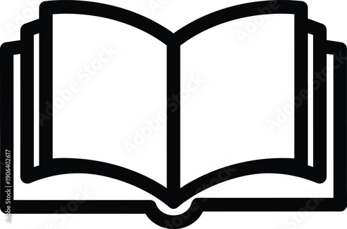 Simple line drawing of an open book icon