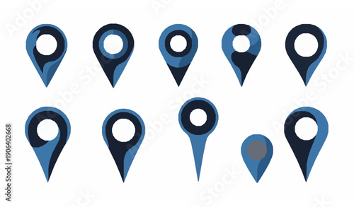 Navigation location pin icons map marker vector collection