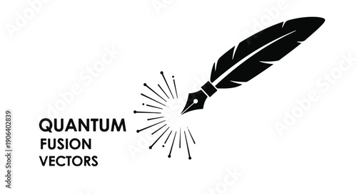 Elegant quill pen creating radiant light bursts, symbolizing creativity and innovation.
