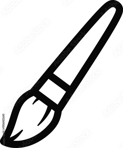 A simple line drawing of a paintbrush with a white background
