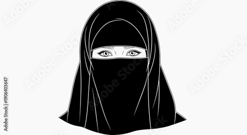 A minimalist vector illustration of a woman wearing a niqab