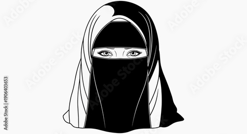 A minimalist vector illustration of a woman wearing a niqab