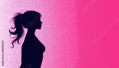 Flowing Hair Against Pink Patterned