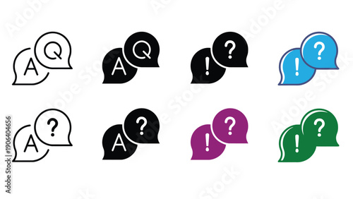 A collection of colorful speech bubbles with question marks and exclamation points