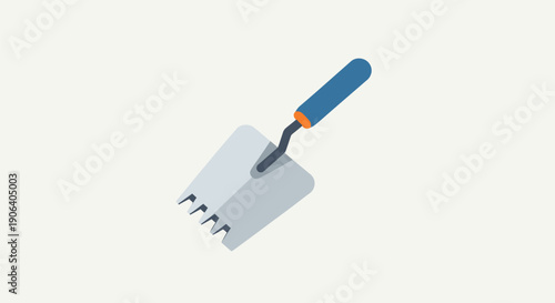 A digital illustration of a trowel with a blue handle.