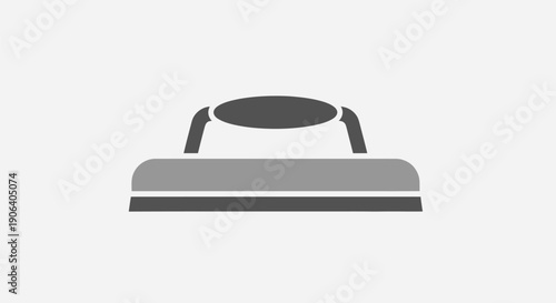 Simple gray graphic illustration of an iron on a white background.