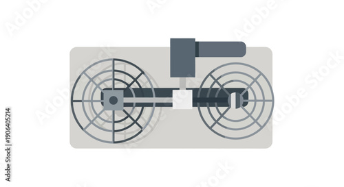Top view of a drone with propellers and a controller.