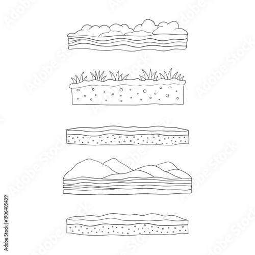 Sequential HandDrawn Black Line Layers of Mixing with Dotted Ingredient Bowls