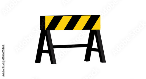 Black and yellow caution barrier on white background.