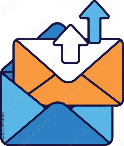 Vector art of envelope icons with arrows on for mail and communication