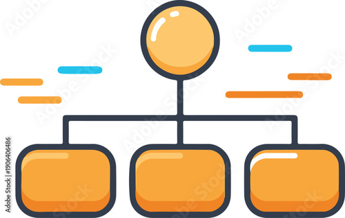 Vector art of a colorful flowchart with orange boxes and lines