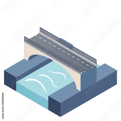 道路橋のアイソメトリックイラスト