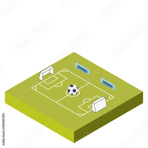 サッカーコートのアイソメトリックイラスト