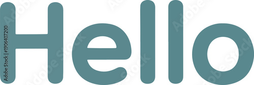 Hello word art in a calming teal color. This simple, clean design features the word "hello" in a friendly, rounded font, perfect for greetings and welcoming messages