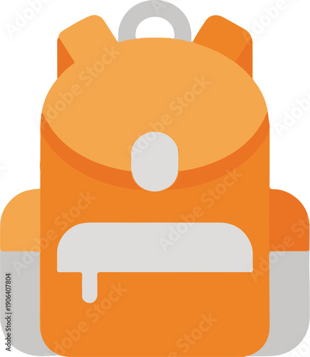 Vector art of orange backpack icon with gray accents