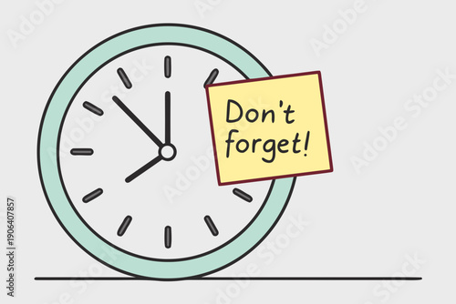 Reminder Note On Clock Face Illustrates Time Management And Prioritization Concepts