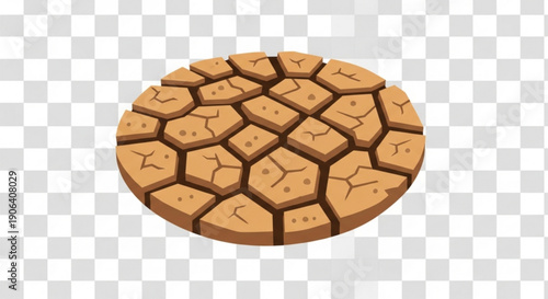 Parched earth drought cracked dry soil texture round illustration