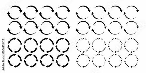 Arrangement of repeating circular arrow symbols in a grid pattern