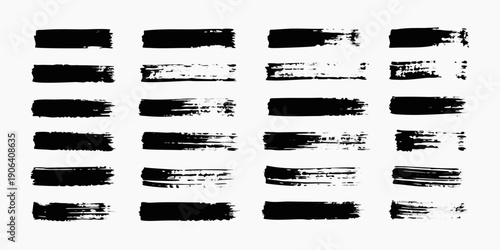 Collection of abstract black brush strokes on a white background