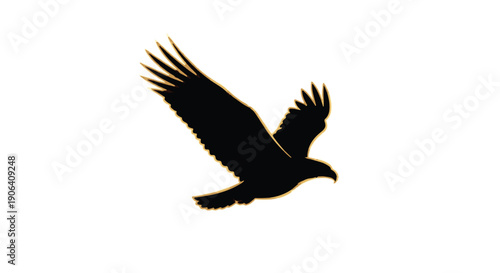 Majestic eagle soaring through the sky in silhouette against a bright background