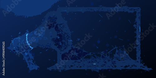 Abstract blue digital art depicting a polar bear head outline