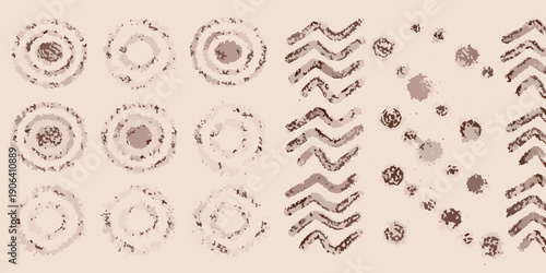 Abstract patterns resembling cave paintings or ancient rock art