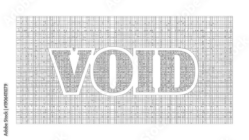 VOID Concept: The word VOID stands out in bold, crisp lines against a textured backdrop. This stark image of absence, exploring themes of emptiness, nothingness, and potential.