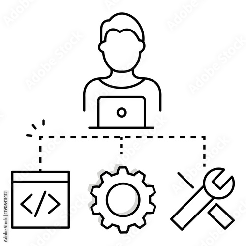 IT Department Icon Showing Corporate Technology Infrastructure And Support