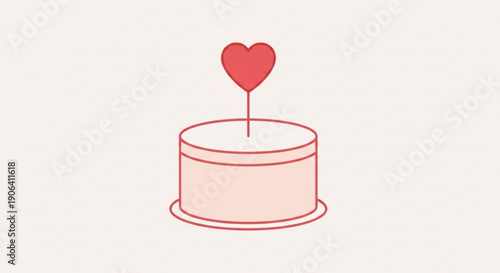 Romantic pink cake with heart decoration on top for valentine's day celebration
