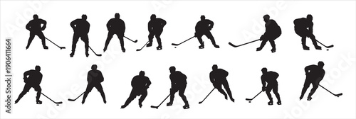 hockey players silhouette white background 