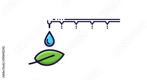 Water droplet falls from faucet onto green leaf symbolizing conservation and eco friendly living