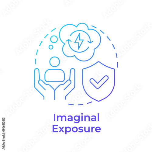 Imaginal exposure blue gradient concept icon. Personal care, mental energy. Heath support. Round shape line illustration. Abstract idea. Graphic design. Easy to use in brochure, booklet