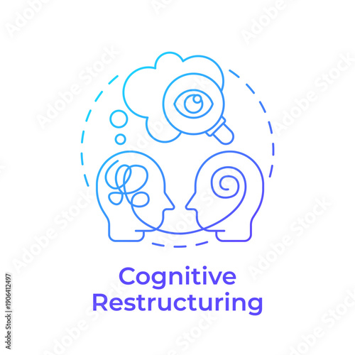 Cognitive restructuring blue gradient concept icon. Mental health, psychological therapy. Round shape line illustration. Abstract idea. Graphic design. Easy to use in brochure, booklet