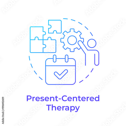Present centered therapy blue gradient concept icon. PTSD disorder. Mental care. Coping strategy. Round shape line illustration. Abstract idea. Graphic design. Easy to use in brochure, booklet