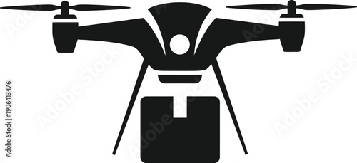 Black silhouette of a drone with a camera