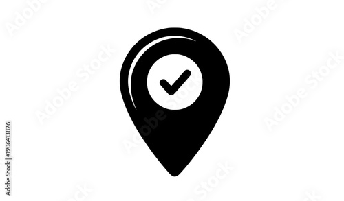 Verified destination black location pin check mark vector illustration