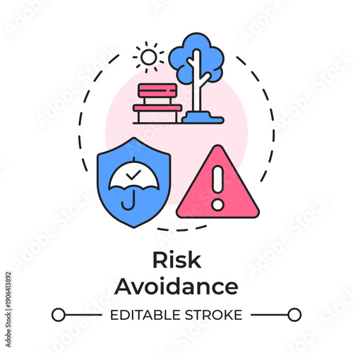 Risk avoidance multi color concept icon. Park safety, public spaces. Danger control. Round shape line illustration. Abstract idea. Graphic design. Easy to use in presentation, booklet