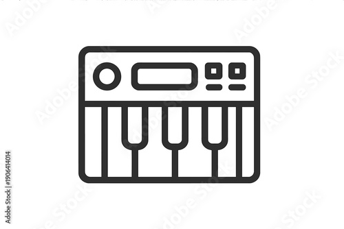 Minimalist outline of a compact electronic musical keyboard or MIDI controller