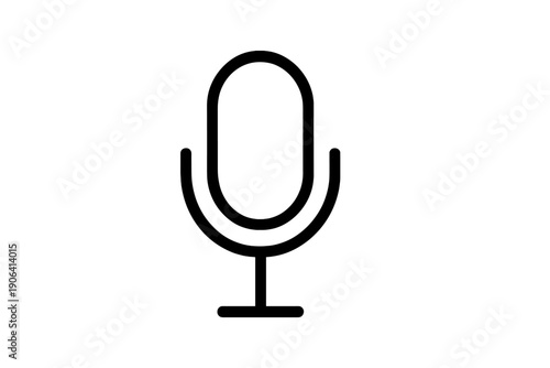 Simple line icon representing a microphone for audio recording and voice command