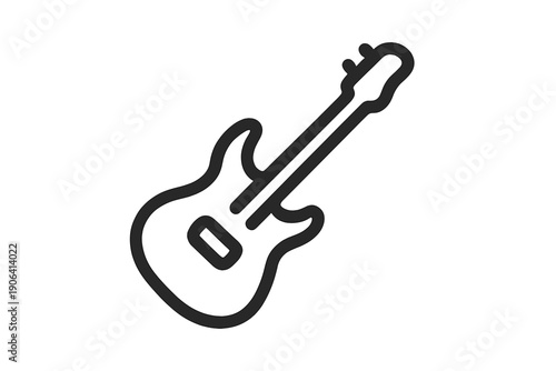 Outline drawing of a classic electric guitar string instrument used in rock and roll music