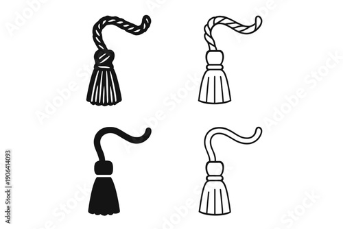 Collection of decorative tassels featuring twisted rope and simple cord elements