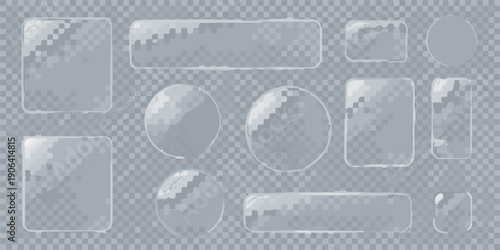 Collection of realistic glass and plastic frames shapes and overlays