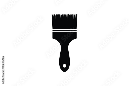 Paint brush icon in flat black silhouette style isolated on white background tool for home renovation repair