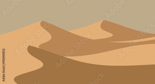 Sand Dunes Landscape Vector Illustration.